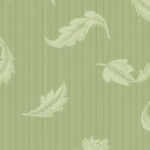Scattered Leaves on a Shiny Light & Dark Sage Green Stria Wallpaper GN2523