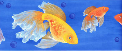 1-197.jpg Donna Dewberry Oriental Goldfish Wallpaper Border on Blue 233B61005 - Image 1
