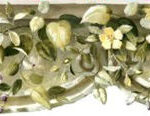 Die-Cut Ivy and Flowers on a Curved  Pediment Wallpaper Border  AO6924B