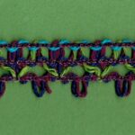 5 Yards 5/8" Purples, Chartreuse, Turquoise Open Weave Loop Braided Trim 47343P