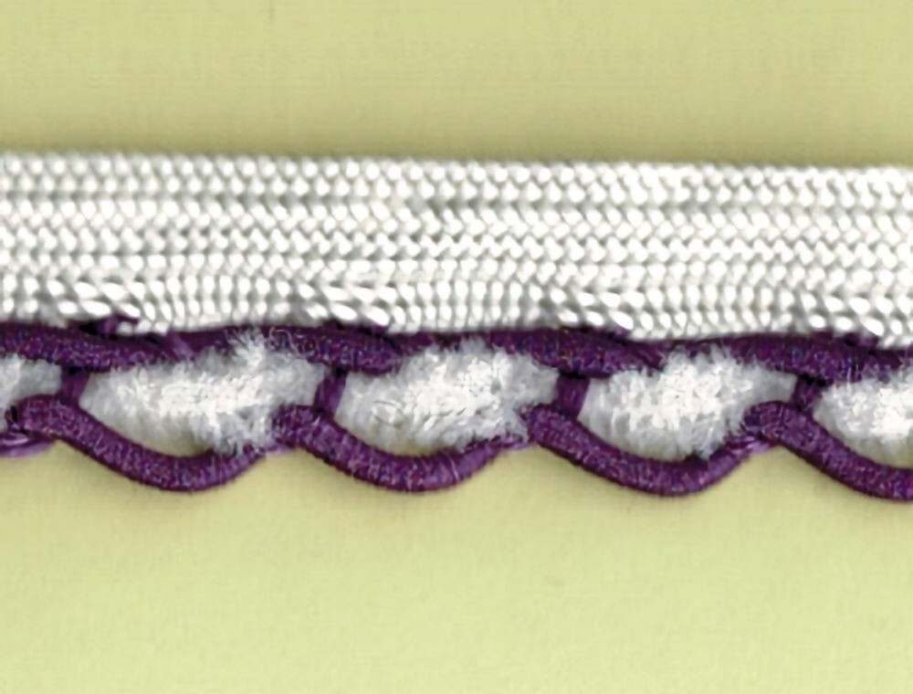 57-1030.jpg 5 Yards 5/8" Purple with Woven in White Chenille Trim with White Lip 27618 - Image 1