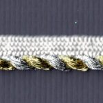 5 Yards 1/2" Stiff Silver, Gold Twist Cord on White with Lip 55254