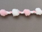 5 Yards 9/16" Pink and White Pop Pom Fringe Trim 47609