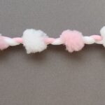 5 Yards 9/16" Pink and White Pop Pom Fringe Trim 47609