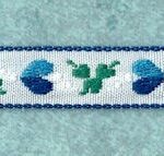 5 Yards 1/2" Dark and Light Blue, Green on White Jacquard Trim 83505-6