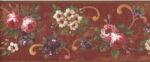 Distressed Floral with Scrolls Wallpaper Border on Red Background - York - AZ513 - Image 2