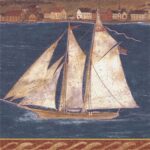 Quaint Village with Sailboats on Water Border - International - H3189B