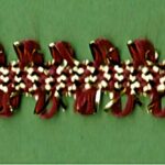 5 Yards 3/8" Bright Gold, Cranberry Lightweight Double Loops Trim 26739C