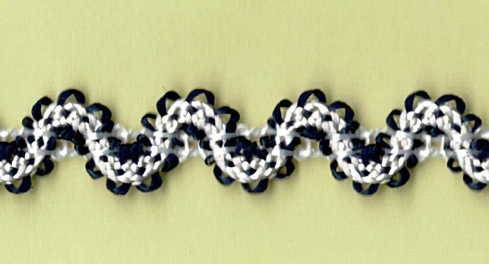 57-1178.jpg 5 Yards 7/16" Dark Navy, White Ric Rac Trim 47298 - Image 1