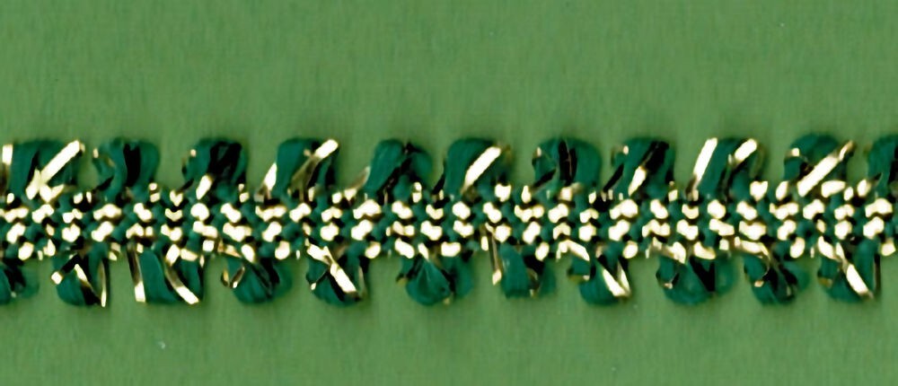 57-1184.jpg 5 Yards 3/8" Bright Gold, Dark Green Lightweight Double Loops Trim 26739G - Image 1