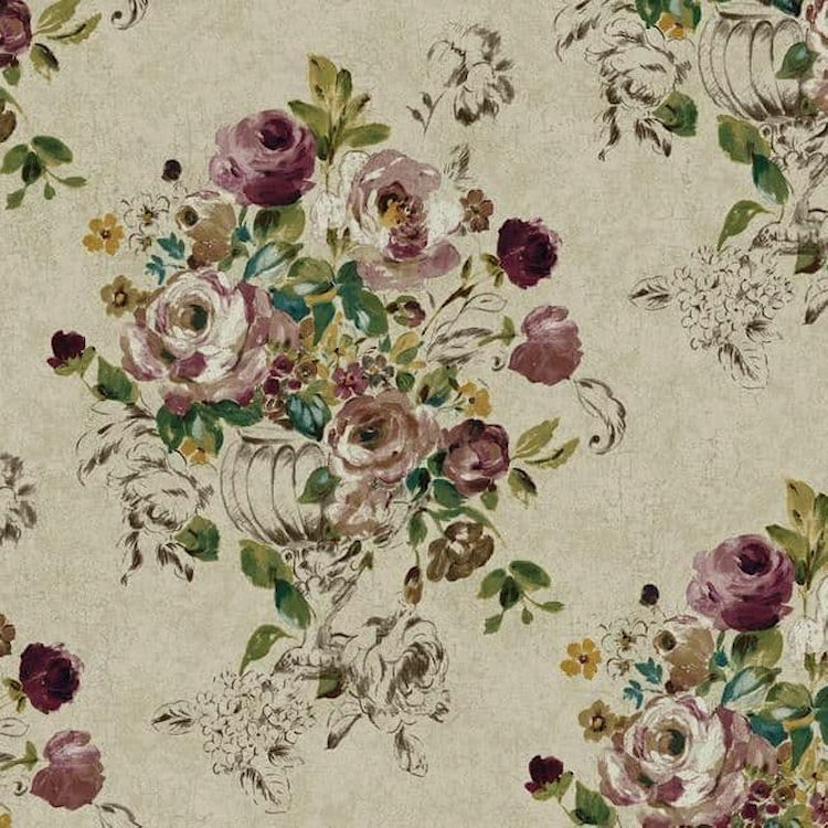 57-1219.jpg Montage Floral Trail Sketch Roses Vase Wallpaper NP6303 - Priced per Double Roll - Image 1