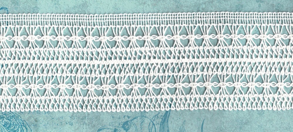 57-1234.jpg 5 Yards Wide Woven White Bohemian Trim 42410W - Image 1