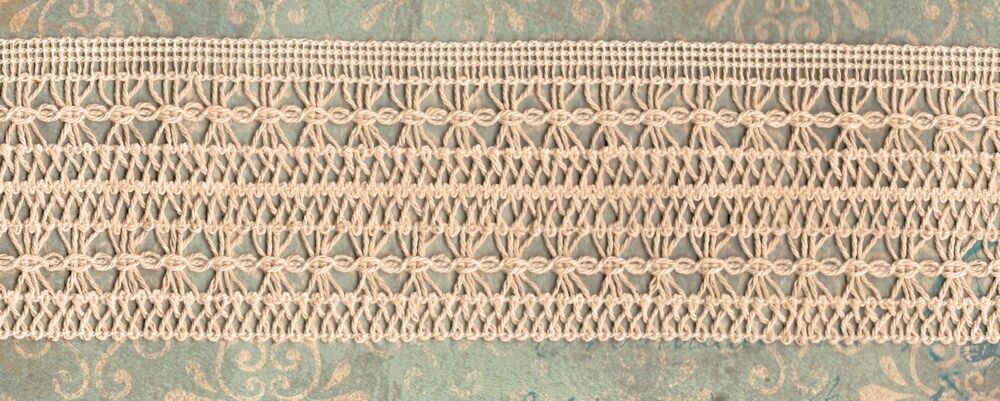 57-1238.jpg 5 Yards 3" Wide Woven Bohemian Beige Trim 42410 - Image 1