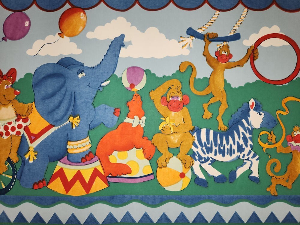 57-1365.jpg Circus Menagerie Wallpaper Border - F. Schumacher - Vintage - 538011 - Image 1