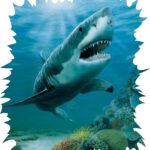 Shark Mural - 7' Tall x 6' Wide - Photo Quality - Brewster - 258-75020M