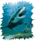 Shark Mural - 7' Tall x 6' Wide - Photo Quality - Brewster - 258-75020M