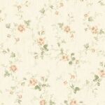 Floral Vine in Cream, Greens, Rose, Coral Wallpaper by Wallquest DM21202