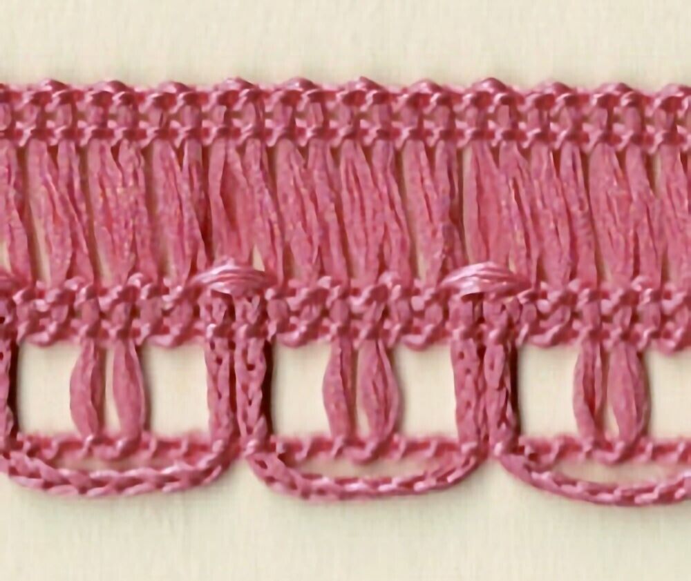 57-164.jpg 5 Yards 3/4" Flamingo Pink Loop and String Trim 47577 - Image 1