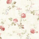Rose Vine Wallpaper in Coral, Pink, Greens by Wallquest DM21101
