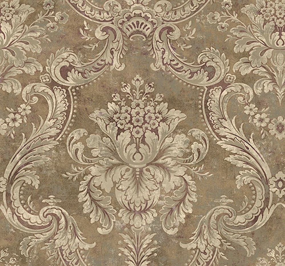 57-197.jpg Large Framed Damask Wallpaper Villa Toscana By Wallquest LB30009 in Browns, Plum - Image 1