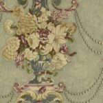Neo-Classical Urn Bouquet Stripe Fabric by Wallquest DM30008F per Yard