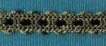 5 Yards 3/8" Double Scalloped Gold with Black Ribbon Gimp Trim 46324