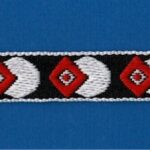 5 Yards 1/2" Red, White on Black Jacquard Trim 83509-1