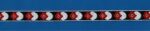 5 Yards 1/2" Red, White on Black Jacquard Trim 83509-1