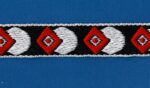 5 Yards 1/2" Red, White on Black Jacquard Trim 83509-1 - Image 2
