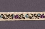 5 Yards 3/8" Green, Purple, Light Blue on Cream Floral Jacquard Trim 83910-7 - Image 2