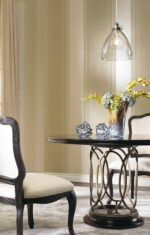 Cinnabar Stripe Wallpaper in Metallic Gold, Lilac and Taupe by Ronald Redding - Image 2