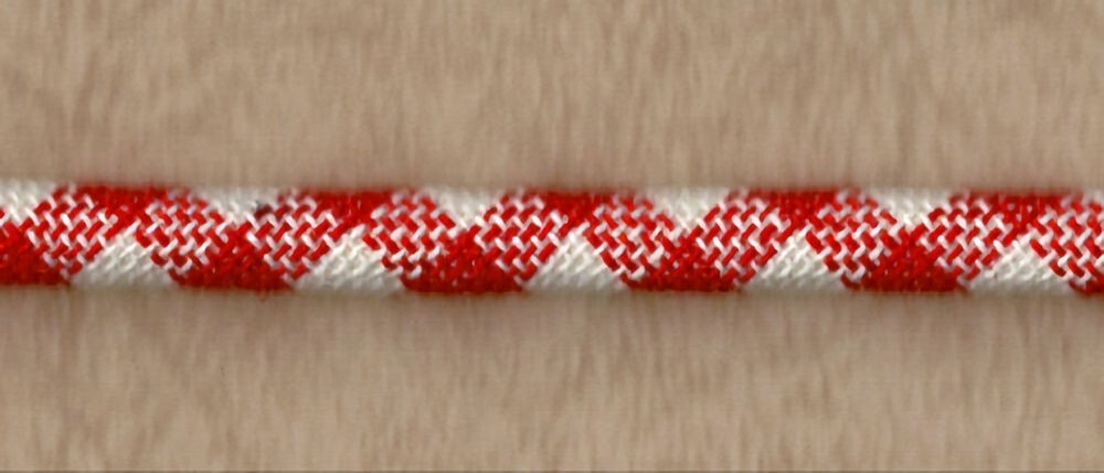 57-382.jpg 5 Yards 5.5mm, 1/4" Red and White Gingham Cord Trim 27819 - Image 1