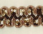 5 Yards 1 3/16" Gold 2 Rows Sequins Slightly Stretchy Trim 46125