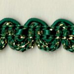 5 Yards 3/8" Dark Green, Gold Rounded Ric Rac Look Gimp Trim 46540AG