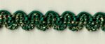 5 Yards 3/8" Dark Green, Gold Rounded Ric Rac Look Gimp Trim 46540AG