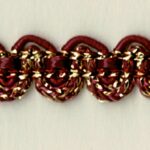 5 Yards 3/8" Cranberry, Gold Rounded Ric Rac Look Gimp Trim 46540A