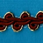 5 Yards 3/8" Cranberry, Gold Rounded Ric Rac Look Loop Gimp Trim 43381B