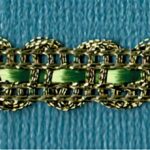 5 Yards 3/8" Antique Gold, Willow Green Double Scalloped with Ribbon Gimp 46323W