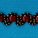 5 Yards 3/16" Cranberry, Black, Gold Ric Rac Look with Ribbon Gimp Trim 45398