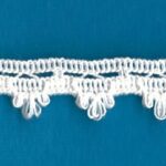 5 Yards 3/8" White, Elastic 3 Loop Scalloped Small Trim 47505L
