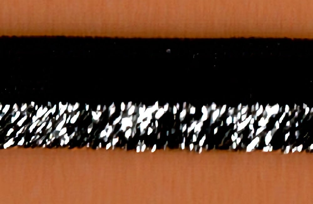 57-510.jpg 5 Yards 7/16" Overall, 1/8" Silver Trim in Black and Silver with Black Lip 709 - Image 1