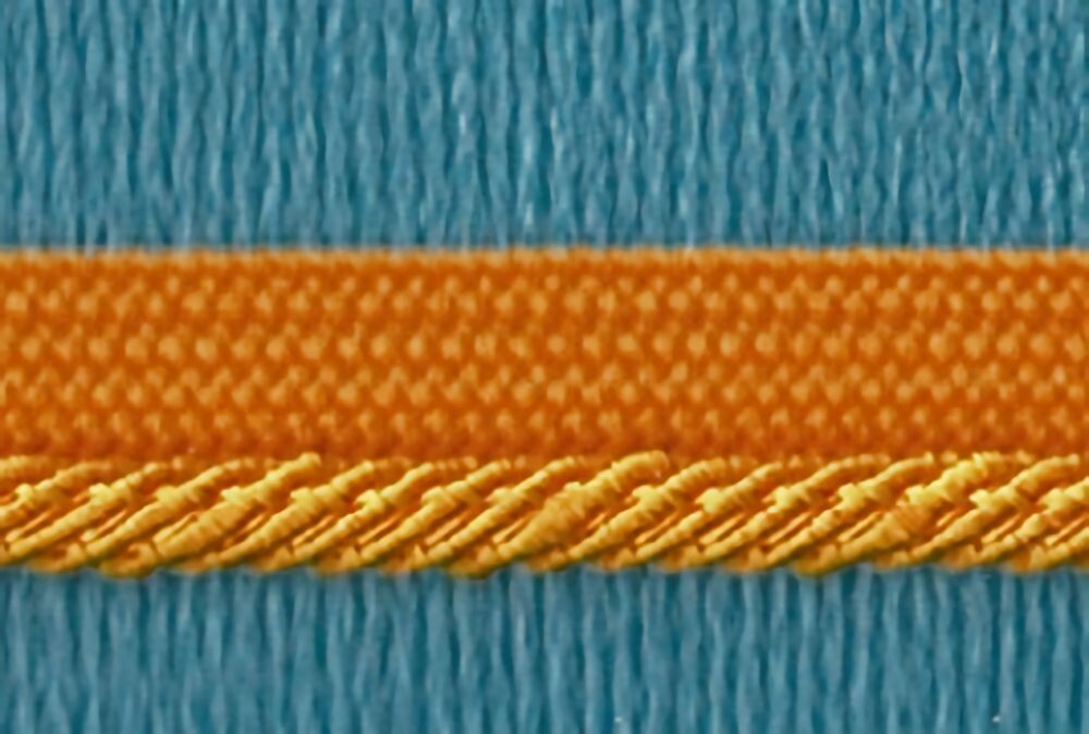 57-525.jpg 5 Yards 3/8" Overall, 1/8" Cord Gold Twist Cord with Lip Trim 349 - Image 1