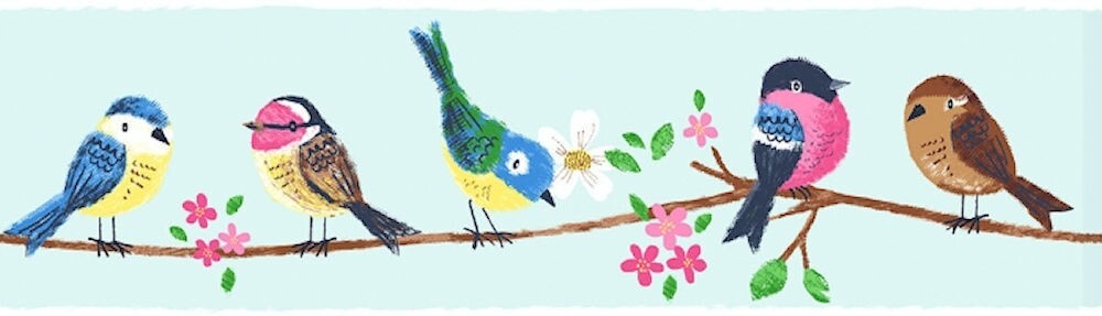 57-563.jpg Sweet Tweet Border from Pajama Party by Wallquest KJ52352B - Image 1