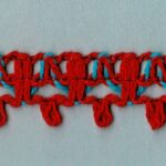 5 Yards 5/8" Open Weave Loop Braided Red, Turquoise Trim 47343