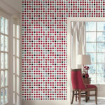 Fusion Dots Contemporary Wallpaper in Silver, Red, Black, Gray, White     SS9213