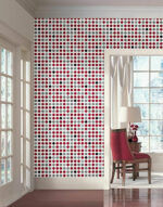 Fusion Dots Contemporary Wallpaper in Silver, Red, Black, Gray, White     SS9213