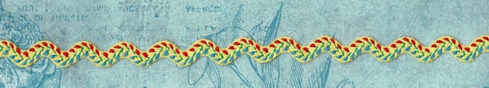 57-624.jpg 5 Yards of 1/2" Ric Rac Trim Yellow, Blue, Green, Red 11471Y - Image 1