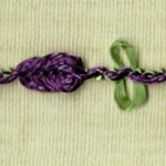 5 Yards 3/8" Purple, Willow Green Rosette and Double Loop Trim 46609