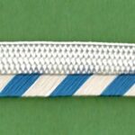 5 Yards 7/16" Copenhagen Blue, Ivory Alternating Stripe Trim with White Lip 4251