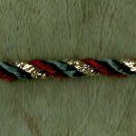 5 Yards 5/32" Burgundy, Green, Gold Foil Twist Cord Trim 7803-76